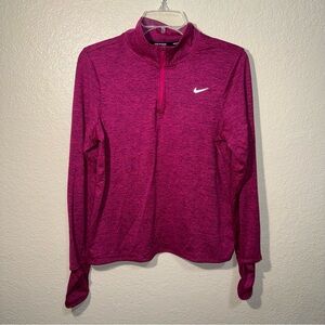 Nike Women’s Fuchsia Dri-FIT Quarter-Zip Sweatshirt Medium Thumbhole Cuffs